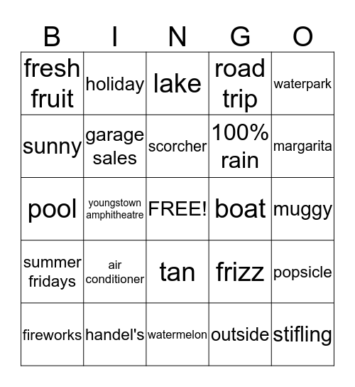 Dog Days of Summer Bingo Card
