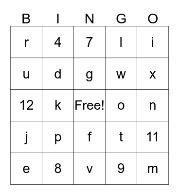 Bingo Test Cards Bingo Card