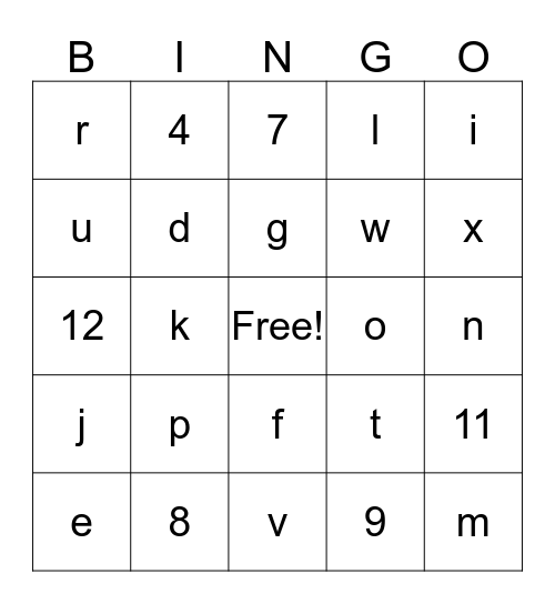 Bingo Test Cards Bingo Card