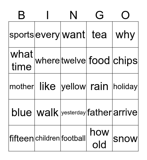 Signs Bingo Card