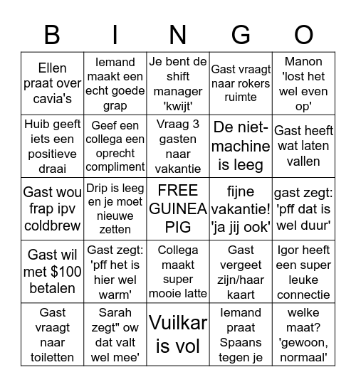 High Season BINGO Extravaganza! Bingo Card