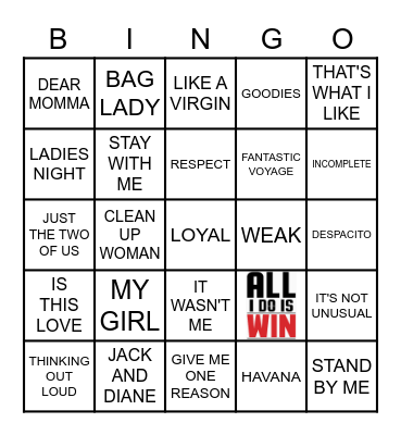 KRIS KROSS KARAOKE 12233 Bingo Card