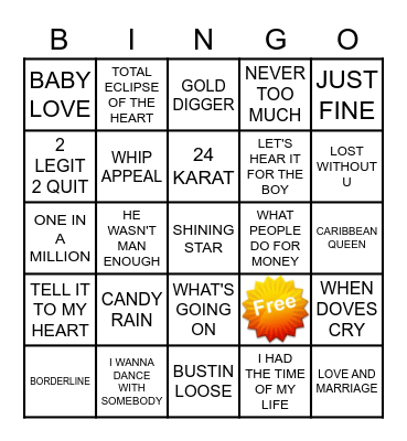 CIROC THE BELLS KARAOKE 1321 Bingo Card