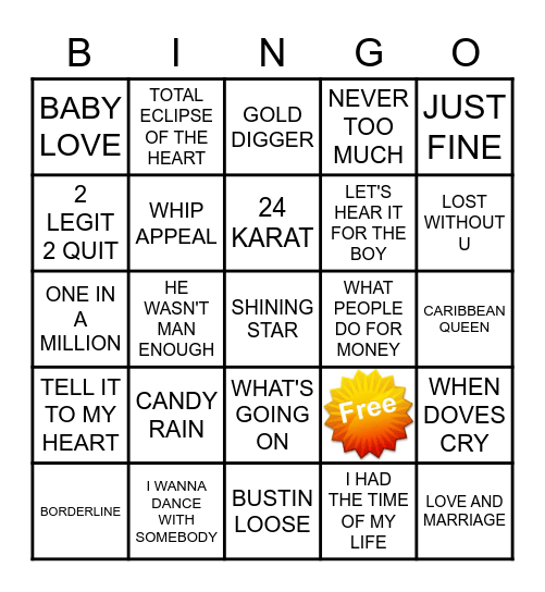 CIROC THE BELLS KARAOKE 1321 Bingo Card