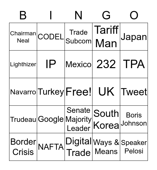 2019 Trade Prom Bingo Card