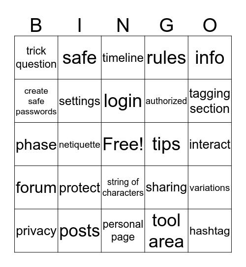 Unit 1- Living Online - Lessons 4 & 5 Bingo Card