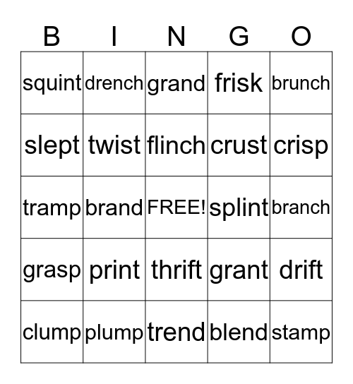 All Beginning Blends Bingo Card