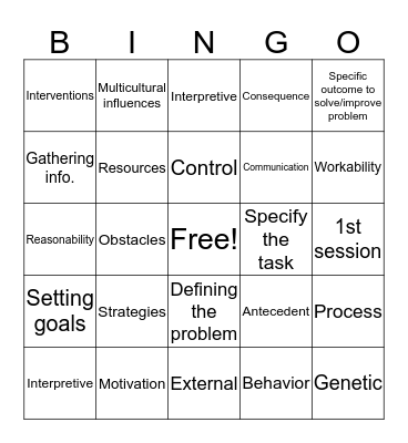 Diagnosis "Loteria Style" Bingo Card