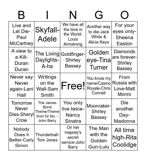 BB56 BOND FLICKS! Bingo Card