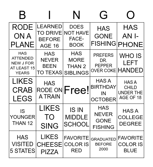 FIND SOMEONE WHO....... Bingo Card