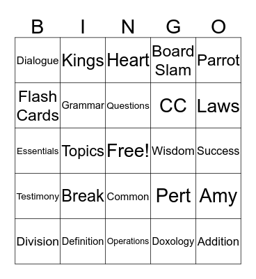 Practicum Bingo #2 Bingo Card