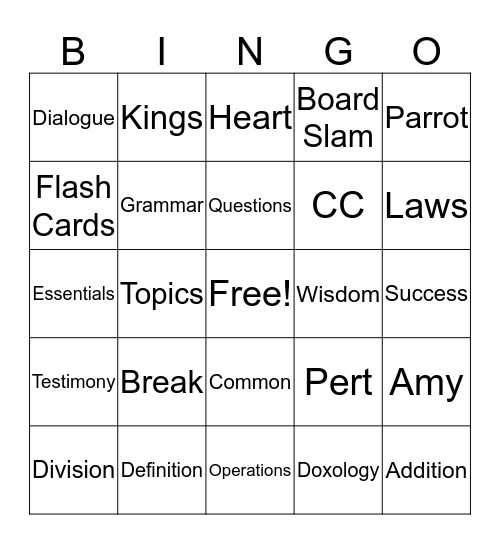 Practicum Bingo #2 Bingo Card