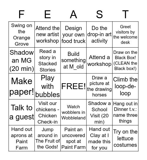 Enjoy the Feast! Bingo Card