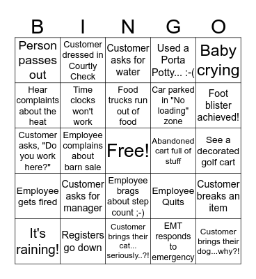 Barn Sale Bingo! Bingo Card