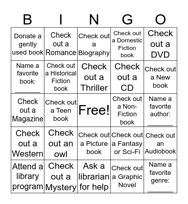 Library Bingo Card