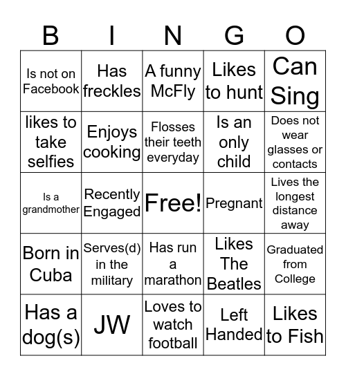 McFly Family Bingo Card