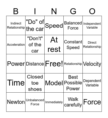 Vocabulary Bingo Card