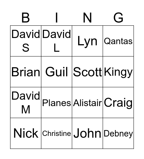 Nick Debney GE Bingo Card