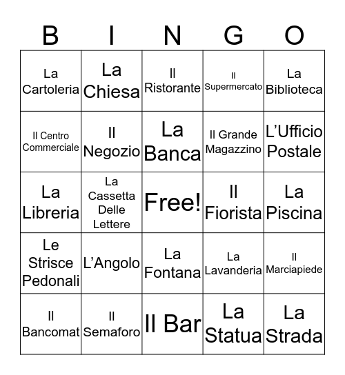 La Mia Citta  Bingo Card