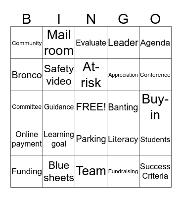 Bronco Bingo Card