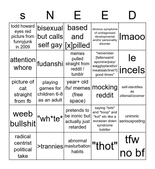 shitty discord server bingo  Bingo Card