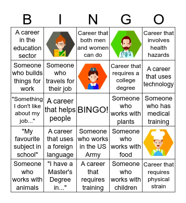 Career Day Bingo Card