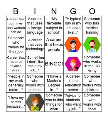 Career Day Bingo Card