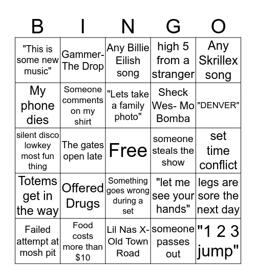 Global Dance Festival Bingo Card