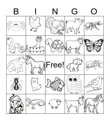 Animales - Xucu - Animals Bingo Card