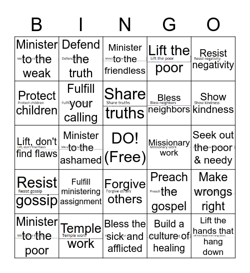 BING-DO! (Believe, Love, Do) Bingo Card