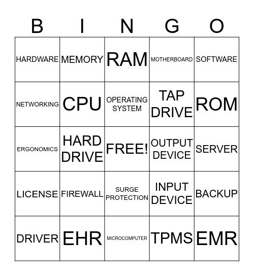 COMPUTERS Bingo Card