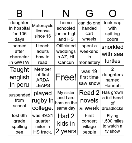 Untitled Bingo Card