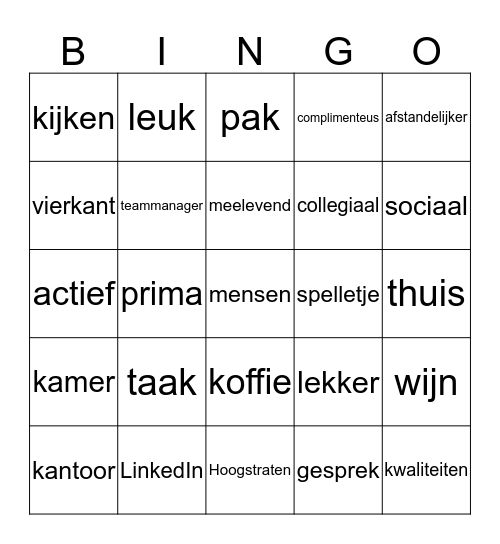 Afscheid B2GC 2018-2019 Bingo Card