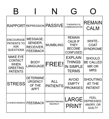 COMMUNICATION Bingo Card