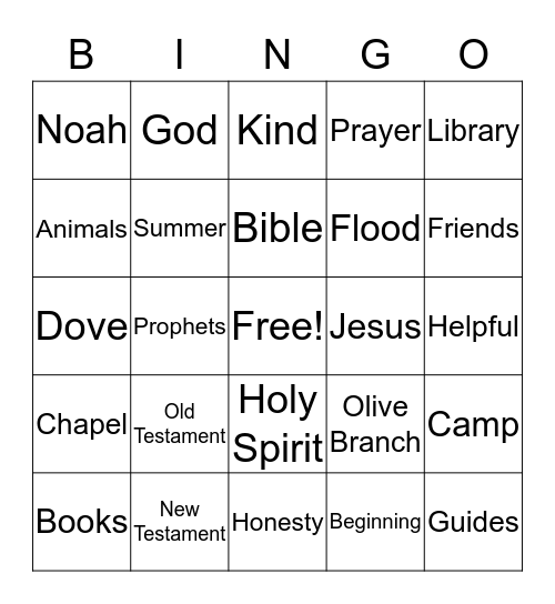 Wednesday Bingo Card