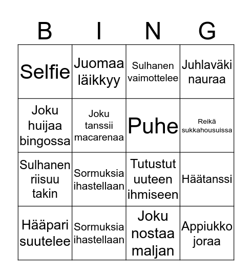 Hääbingo Card