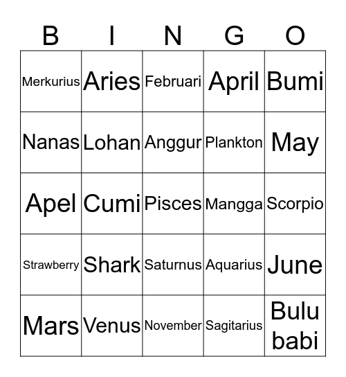 Untitled Bingo Card