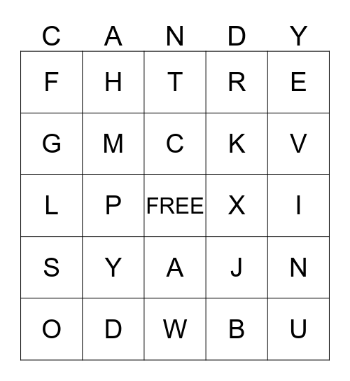 Candy Bingo Card