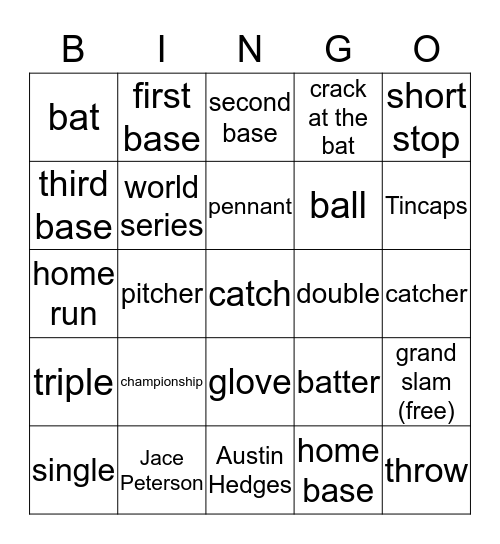 baseball bingo Card