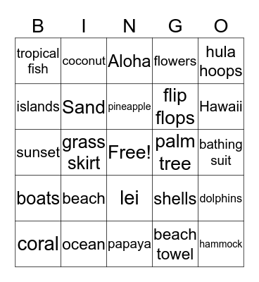 ALOHA Bingo Card