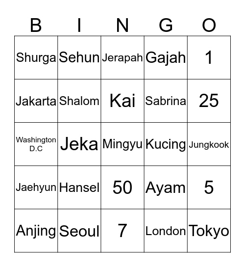 Lala. Bingo Card