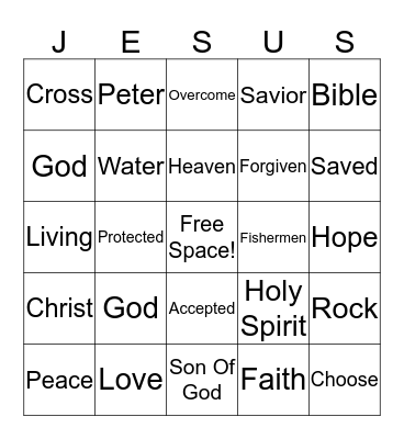 Jesus Bingo Card