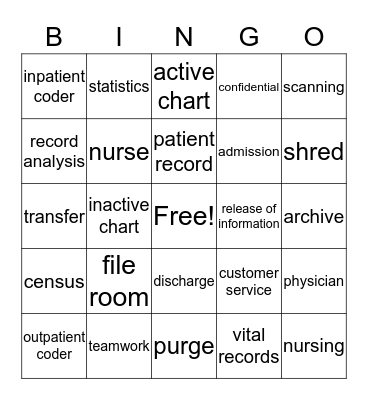 MEDICAL RECORDS Bingo Card