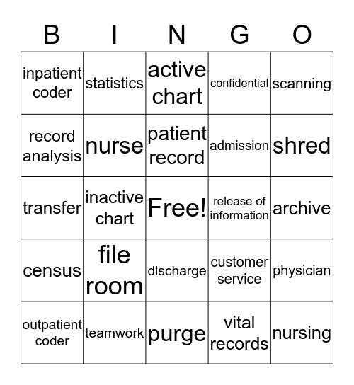 MEDICAL RECORDS Bingo Card