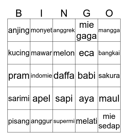 ini punya aska Bingo Card