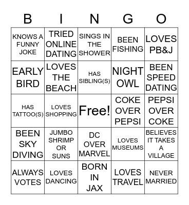 SINGLES Bingo Card
