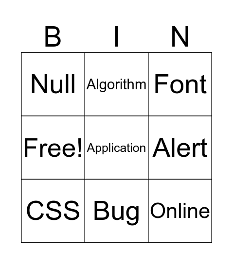 Summer School Bingo Card