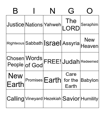 The Journey Bingo Card