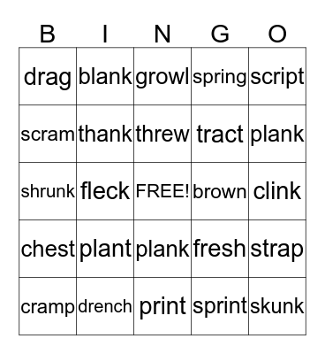 Blending Bingo Card