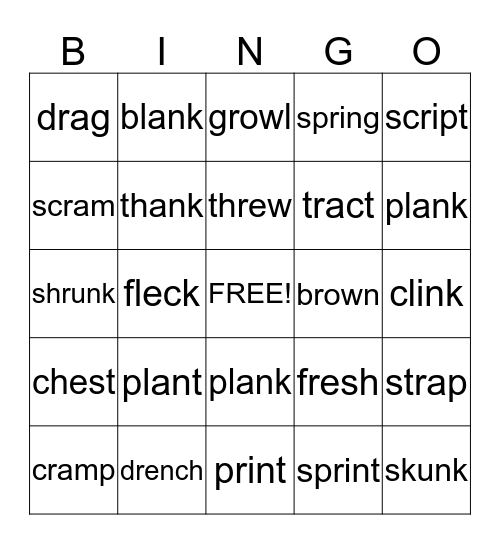 Blending Bingo Card